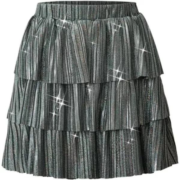 WELAKEN Girls Sparkle Ruffle Skirts for Kids ampamp Tween GirlsBlack sparkle