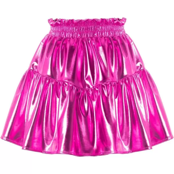 WELAKEN Girls Sparkle Ruffle Skirts for Kids ampamp Tween GirlsMagenta Dye