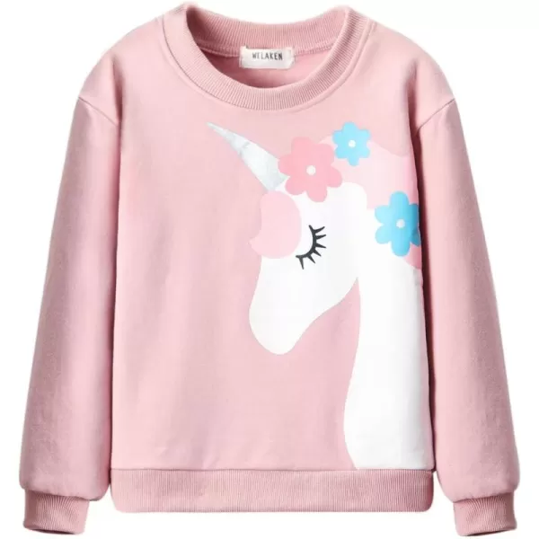 WELAKEN Girls Sweatshirts Long Sleeve Pullover Crewneck Tops ShirtsFleecepink