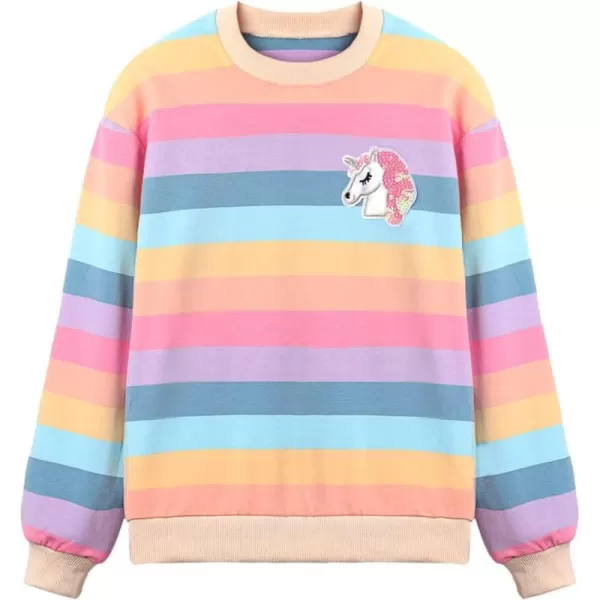 WELAKEN Girls Sweatshirts Long Sleeve Pullover Crewneck Tops ShirtsRainbow