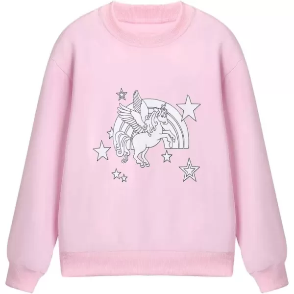 WELAKEN Girls Sweatshirts Long Sleeve Pullover Crewneck Tops ShirtsUnicorn
