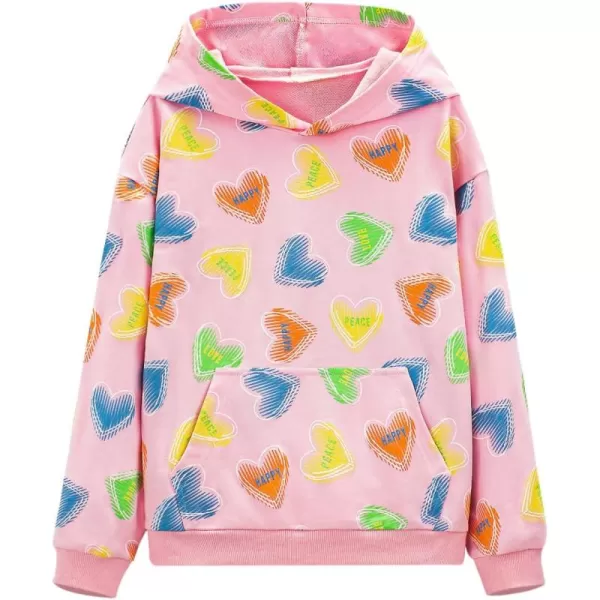 WELAKEN Heart Print Hoodie Sweatshirts for Baby Girls Toddler ampamp KidsLong Sleeve Pullover Tops