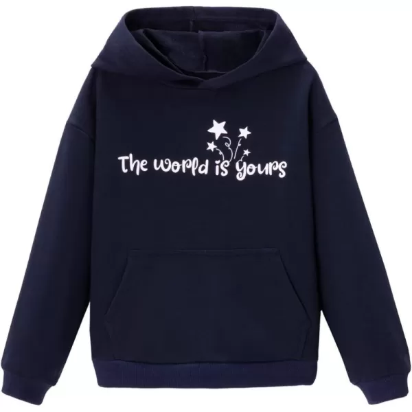 WELAKEN Loved Letter Print Sweatshirt for Baby Girl Toddler ampamp Kids Pullover HoodiesWorld navy Blue