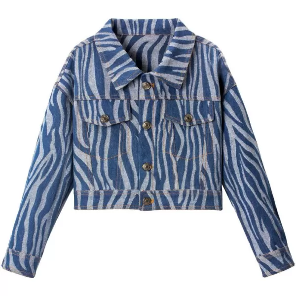 WELAKEN Print Denim Jacket for Girls ampamp Kids II Little Girls Button Down Crop Jean Jacket CoatStripes
