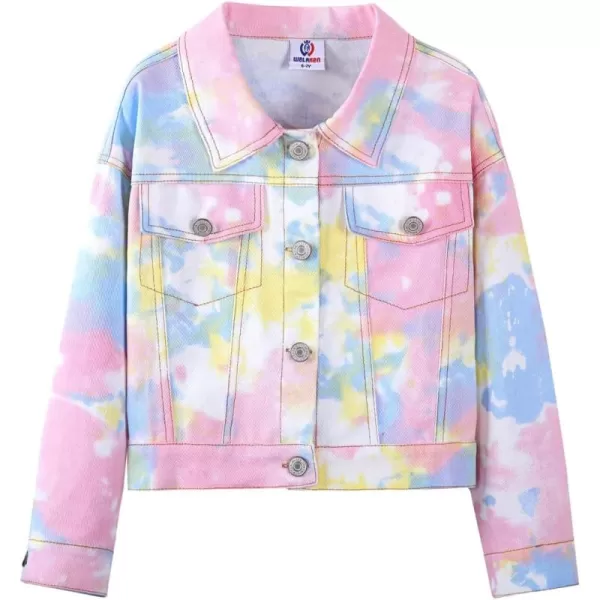 WELAKEN Print Denim Jacket for Girls ampamp Kids II Little Girls Button Down Crop Jean Jacket CoatTiedye