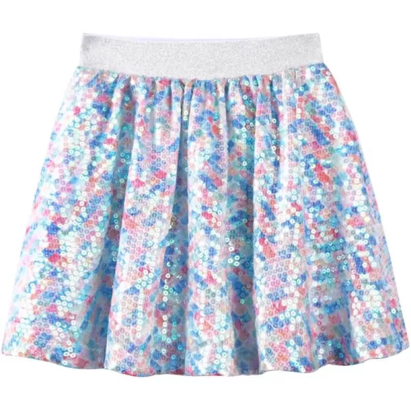 WELAKEN Sequin Skirt for Girls Kids Elastic Waist ALine Sparlky Mini Skirt with LiningMermaids