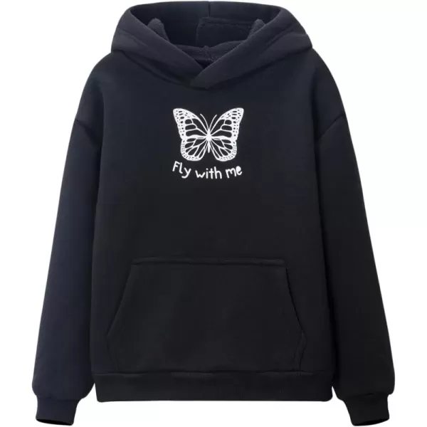WELAKEN Unicorn Sweatshirts for Girls Toddler ampamp Kids II Little Girls Pullover Tops Sweaters ampamp HoodiesFleeceblack butterfly