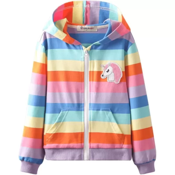 WELAKEN Unicorn Sweatshirts for Girls Toddler ampamp Kids II Little Girls Pullover Tops Sweaters ampamp HoodiesOrange Zipper