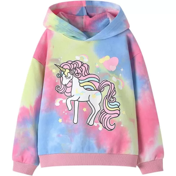 WELAKEN Unicorn Sweatshirts for Girls Toddler ampamp Kids II Little Girls Pullover Tops Sweaters ampamp HoodiesTiedye Unicornb