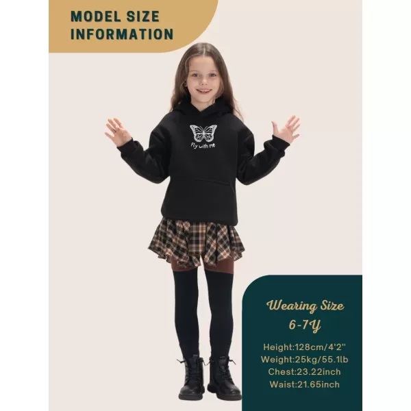 Girls Leggings with Skirt ColorBlocked Stretch Plaid Skirted PantsBrown black