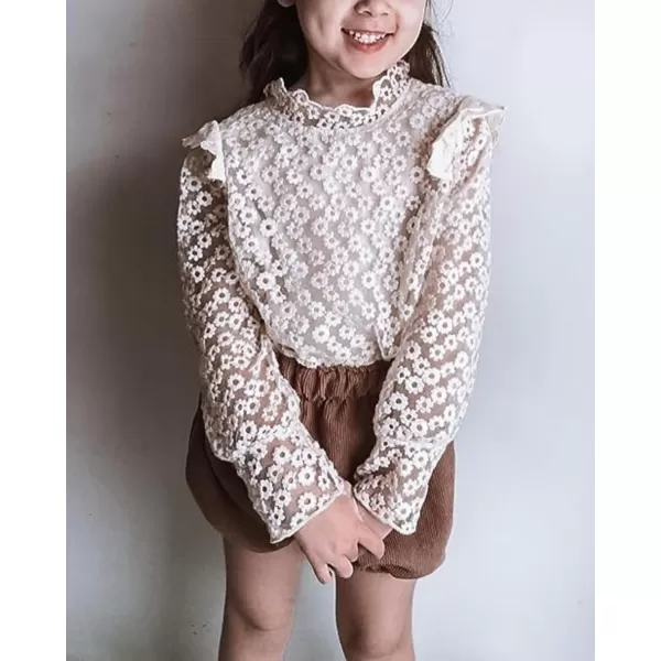 Lace Blouses for Girls Kids ampamp Toddler  Children Female Tops ShirtWhite