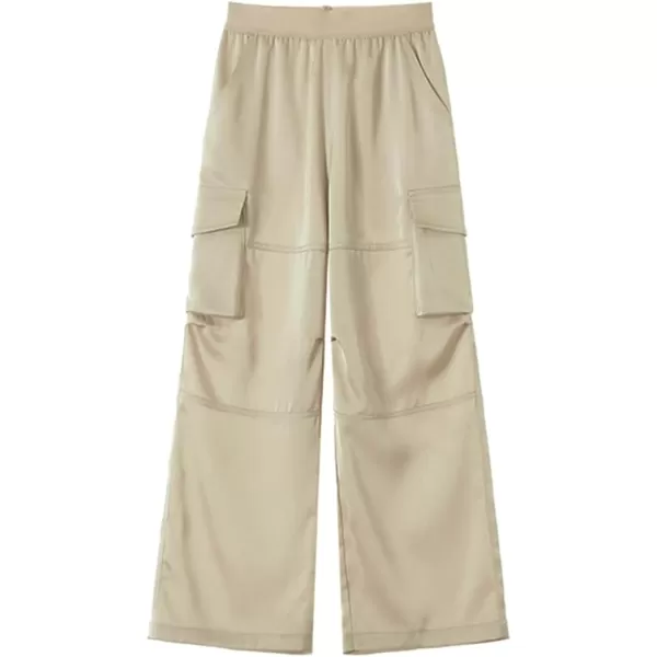 Lightweight Silky Jogger Pants for Girls Kids ampamp Toddler Warm Weather Cargo Loose High Waisted PantsBright Khaki