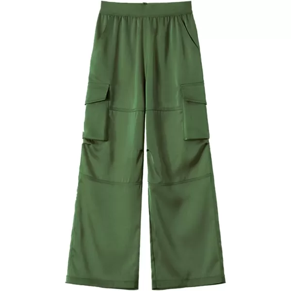 Lightweight Silky Jogger Pants for Girls Kids ampamp Toddler Warm Weather Cargo Loose High Waisted PantsGreen
