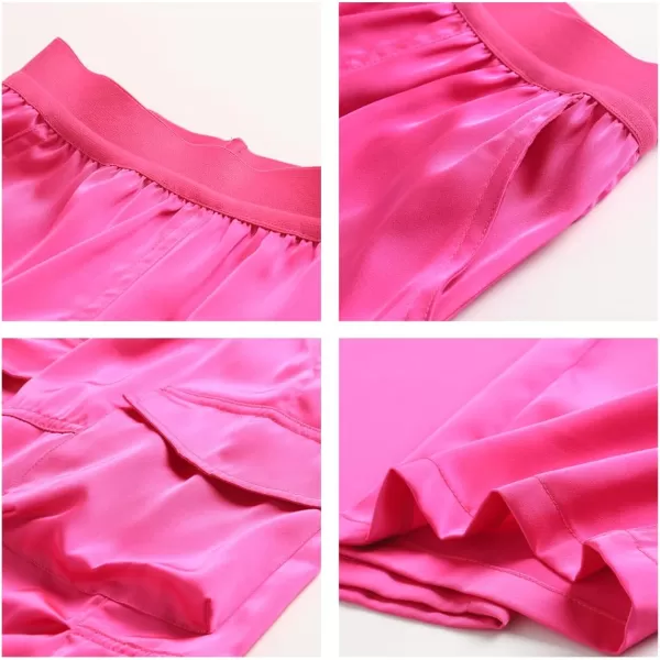 Lightweight Silky Jogger Pants for Girls Kids ampamp Toddler Warm Weather Cargo Loose High Waisted PantsHot Pink