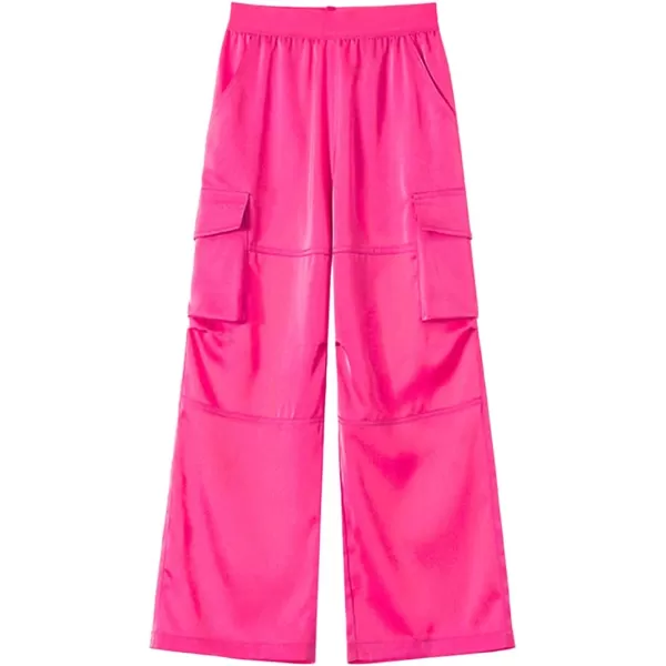 Lightweight Silky Jogger Pants for Girls Kids ampamp Toddler Warm Weather Cargo Loose High Waisted PantsHot Pink