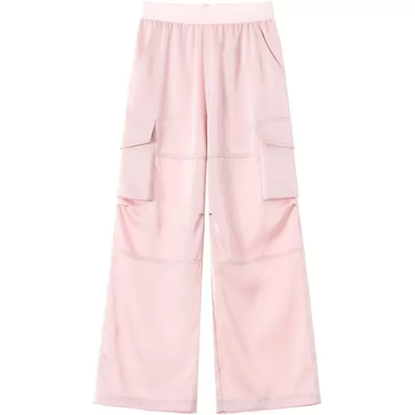 Lightweight Silky Jogger Pants for Girls Kids ampamp Toddler Warm Weather Cargo Loose High Waisted PantsPink