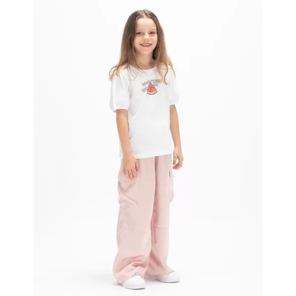 Lightweight Silky Jogger Pants for Girls Kids ampamp Toddler Warm Weather Cargo Loose High Waisted PantsPink
