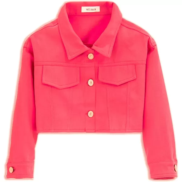 WELAKEN Denim Skirt Sets for Girls Kids ampamp Teen Jean Jacket  Mini Skirts II Girls Clothing SetsHot Pink
