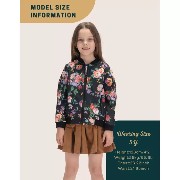 WELAKEN Floral Jacket for Girls Kids ampamp Toddler II Little Girls Lightweight Jackets OuterwearBlack