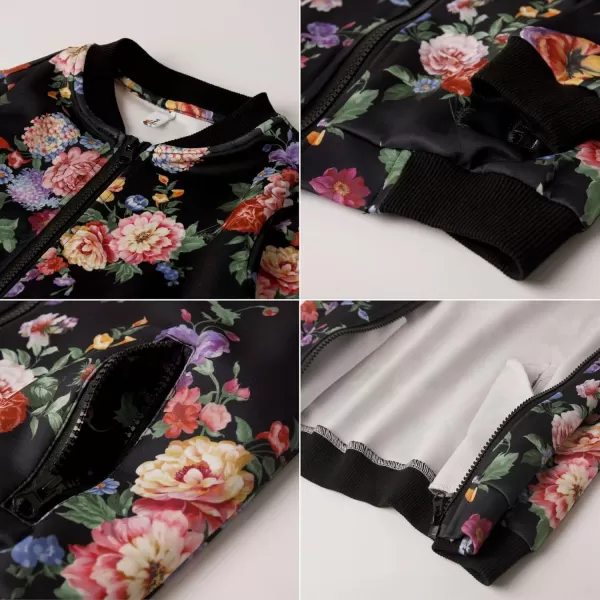 WELAKEN Floral Jacket for Girls Kids ampamp Toddler II Little Girls Lightweight Jackets OuterwearBlack