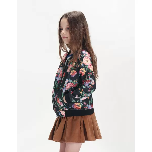 WELAKEN Floral Jacket for Girls Kids ampamp Toddler II Little Girls Lightweight Jackets OuterwearBlack