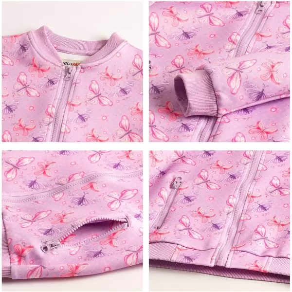 WELAKEN Floral Jacket for Girls Kids ampamp Toddler II Little Girls Lightweight Jackets OuterwearPurple butterfly