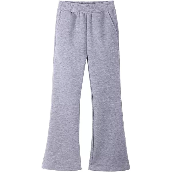 WELAKEN Girls Flare Sweatpants Elastic Waist Bootcut Casual Jogger Pants with PocketsGrey