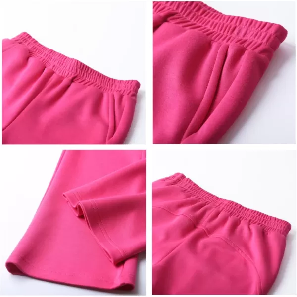 WELAKEN Girls Flare Sweatpants Elastic Waist Bootcut Casual Jogger Pants with PocketsHot Pink