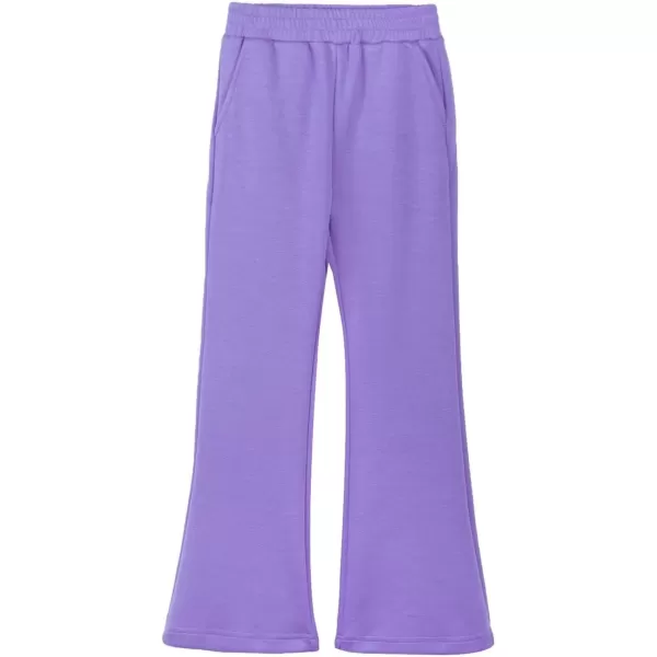 WELAKEN Girls Flare Sweatpants Elastic Waist Bootcut Casual Jogger Pants with PocketsPurple