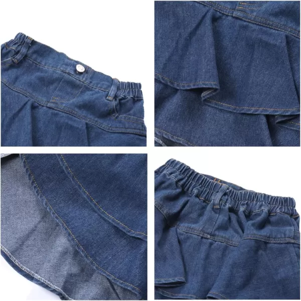 WELAKEN Jean Skirt for Girls Toddler ampamp Kids II Girls Elastic Waist A Line Mini Denim SkirtsBlue layered