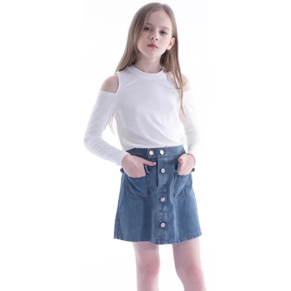 WELAKEN Jean Skirt for Girls Toddler ampamp Kids II Girls Elastic Waist A Line Mini Denim SkirtsBlue pencil
