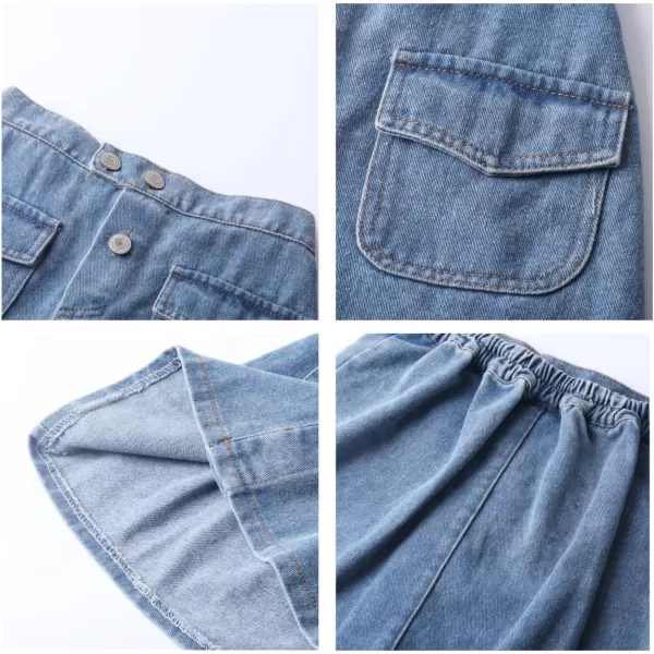 WELAKEN Jean Skirt for Girls Toddler ampamp Kids II Girls Elastic Waist A Line Mini Denim SkirtsBlue pencil