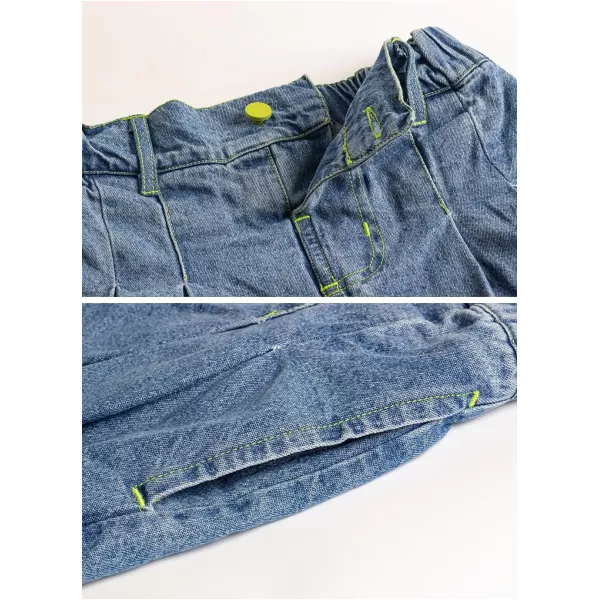 WELAKEN Jean Skirt for Girls Toddler ampamp Kids II Girls Elastic Waist A Line Mini Denim SkirtsBlue pleated