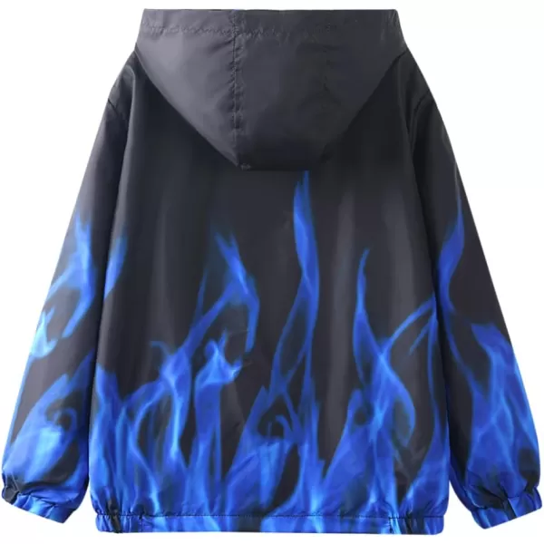 WELAKEN Lightweight Jacket for Boys Kids ampamp Toddler II Girls Print Waterresistant JacketBlue flames