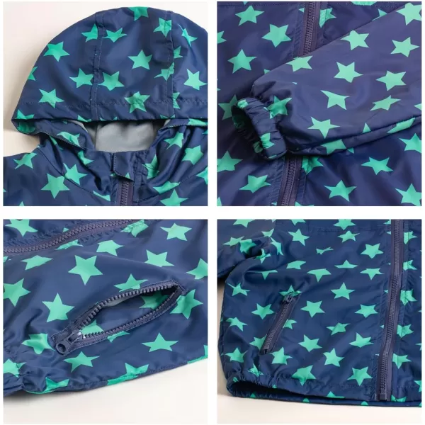 WELAKEN Lightweight Jacket for Boys Kids ampamp Toddler II Girls Print Waterresistant JacketBlue star