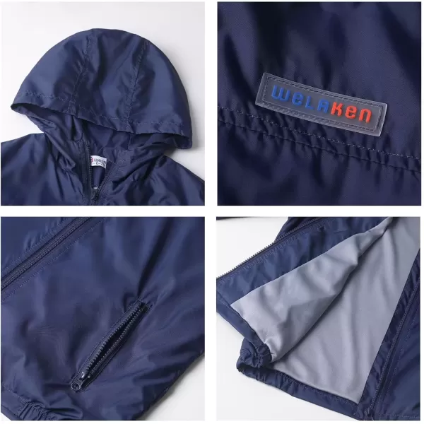 WELAKEN Lightweight Jacket for Boys Kids ampamp Toddler II Girls Print Waterresistant JacketPnavy Blue