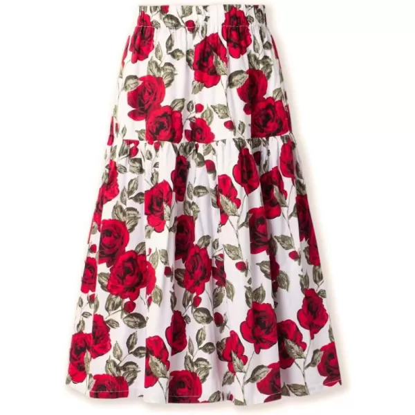 Floral Long Skirt for Girls Toddler ampamp Kids ampamp Teens II Girls ALine Skirts67Y WhiteRose
