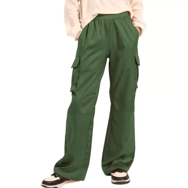 Lightweight Silky Jogger Pants for Girls Kids ampamp Toddler Warm Weather Cargo Loose High Waisted PantsGreen
