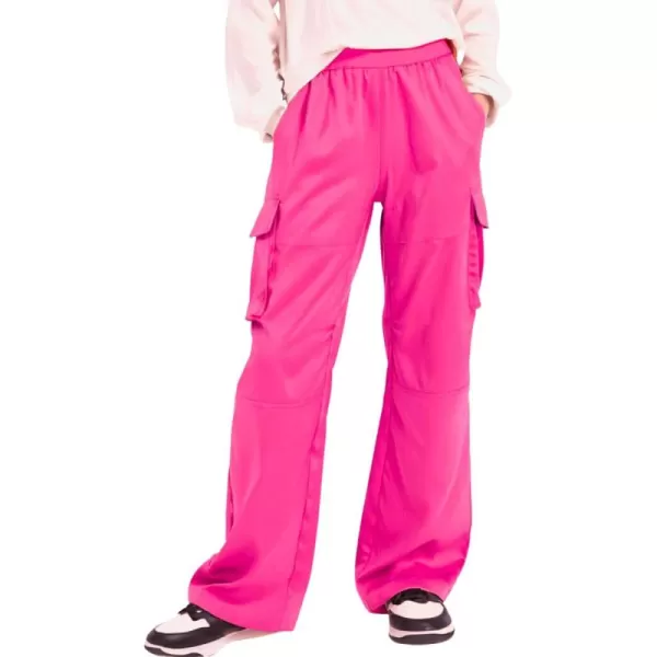 Lightweight Silky Jogger Pants for Girls Kids ampamp Toddler Warm Weather Cargo Loose High Waisted PantsHot Pink