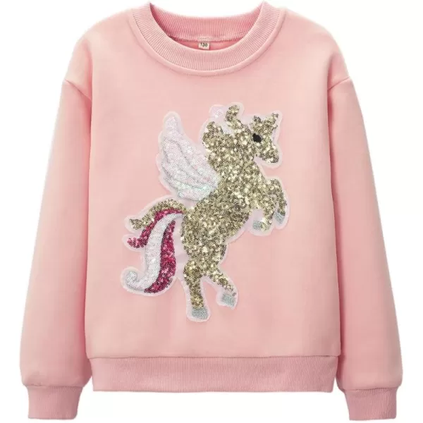 WELAKEN Fleece Sequin Unicorn Sweatshirts for Baby Girls Toddler ampamp Kids Pullover Tops