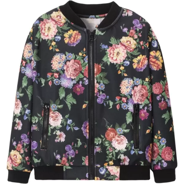 WELAKEN Floral Jacket for Girls Kids ampamp Toddler II Little Girls Lightweight Jackets OuterwearBlack