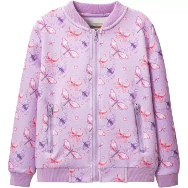 WELAKEN Floral Jacket for Girls Kids ampamp Toddler II Little Girls Lightweight Jackets OuterwearPurple butterfly