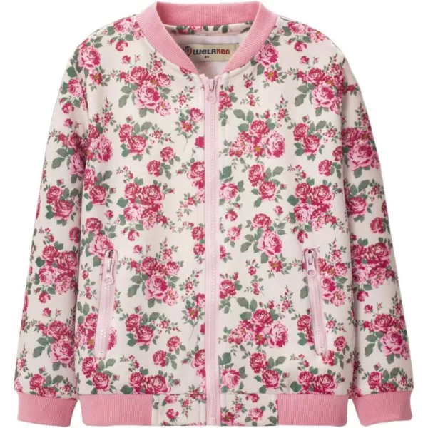 WELAKEN Floral Jacket for Girls Kids ampamp Toddler II Little Girls Lightweight Jackets OuterwearWhite floral