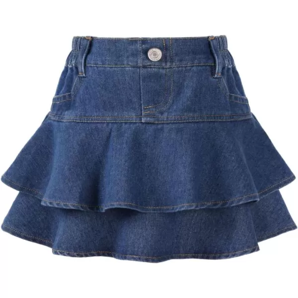 WELAKEN Jean Skirt for Girls Toddler ampamp Kids II Girls Elastic Waist A Line Mini Denim SkirtsBlue layered