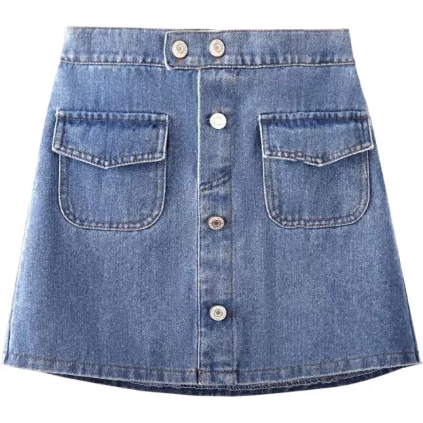 WELAKEN Jean Skirt for Girls Toddler ampamp Kids II Girls Elastic Waist A Line Mini Denim SkirtsBlue pencil