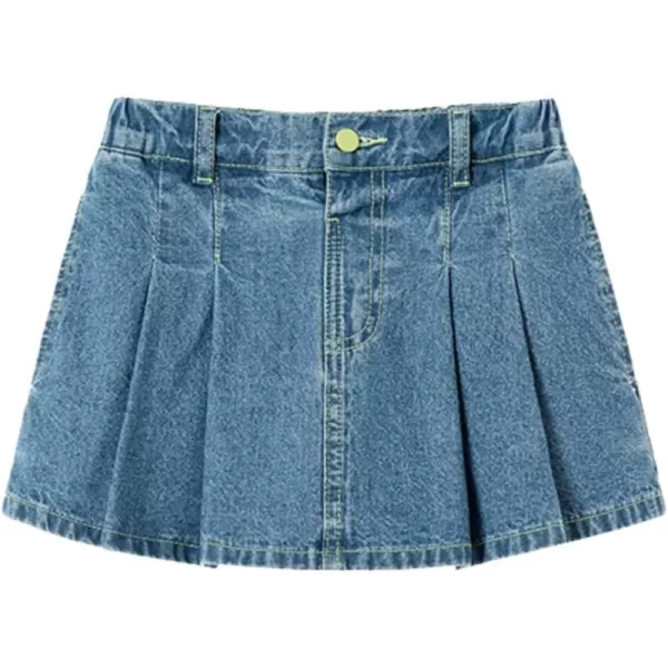 WELAKEN Jean Skirt for Girls Toddler ampamp Kids II Girls Elastic Waist A Line Mini Denim SkirtsBlue pleated