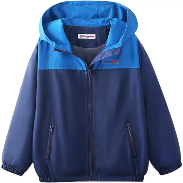 WELAKEN Lightweight Jacket for Boys Kids ampamp Toddler II Girls Print Waterresistant JacketBlue colorblock