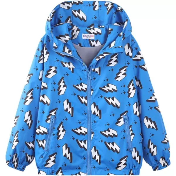 WELAKEN Lightweight Jacket for Boys Kids ampamp Toddler II Girls Print Waterresistant JacketBlue lightning