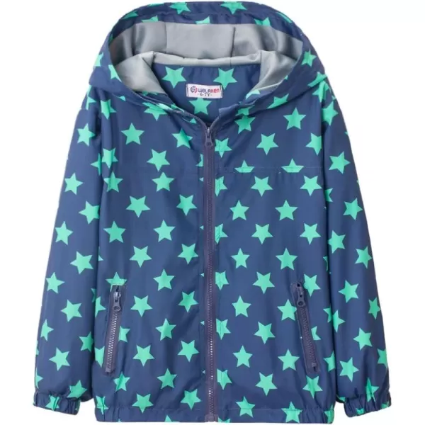 WELAKEN Lightweight Jacket for Boys Kids ampamp Toddler II Girls Print Waterresistant JacketBlue star