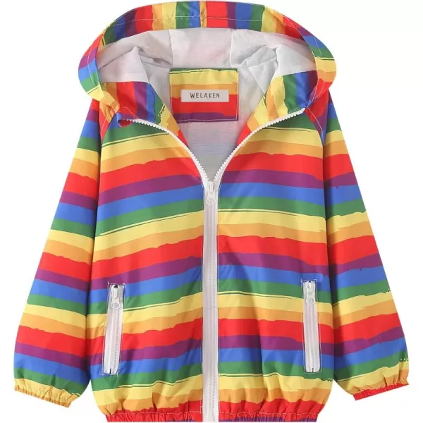 WELAKEN Lightweight Jacket for Boys Kids ampamp Toddler II Girls Print Waterresistant JacketRainbow